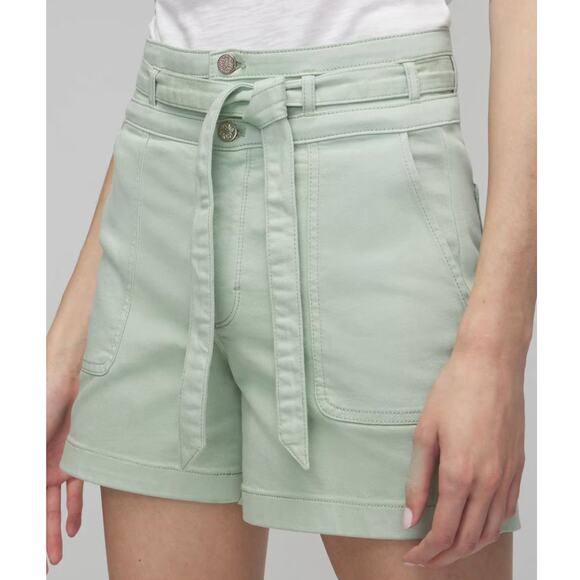 White House Black Market Extra High Rise 5" Short Mint Green Size 10 Belted - Picture 1 of 9